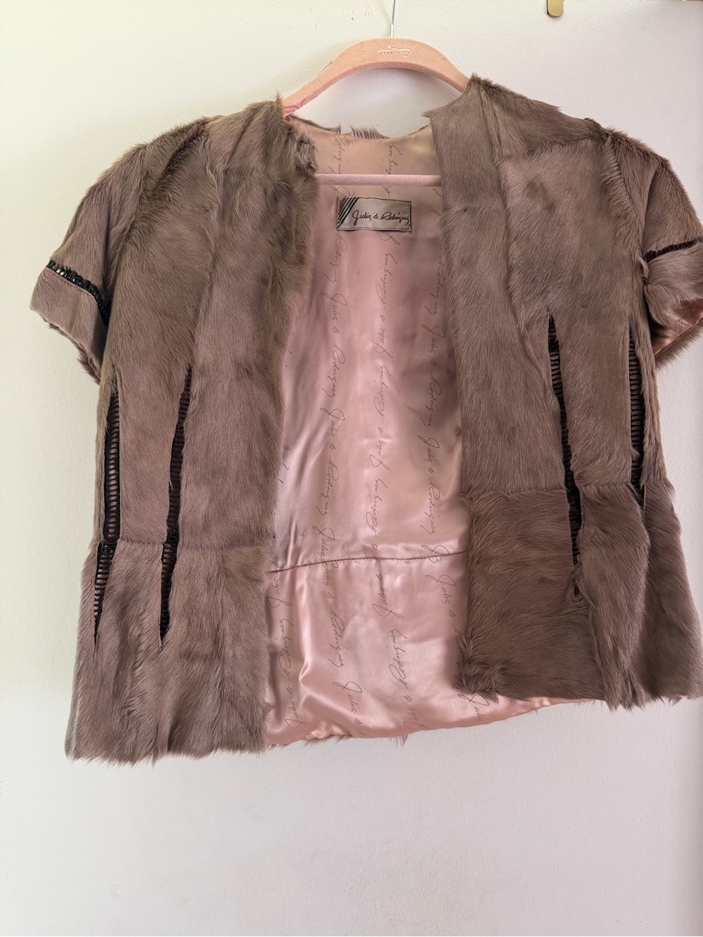 Taupe Short-Sleeve Teddy Jacket